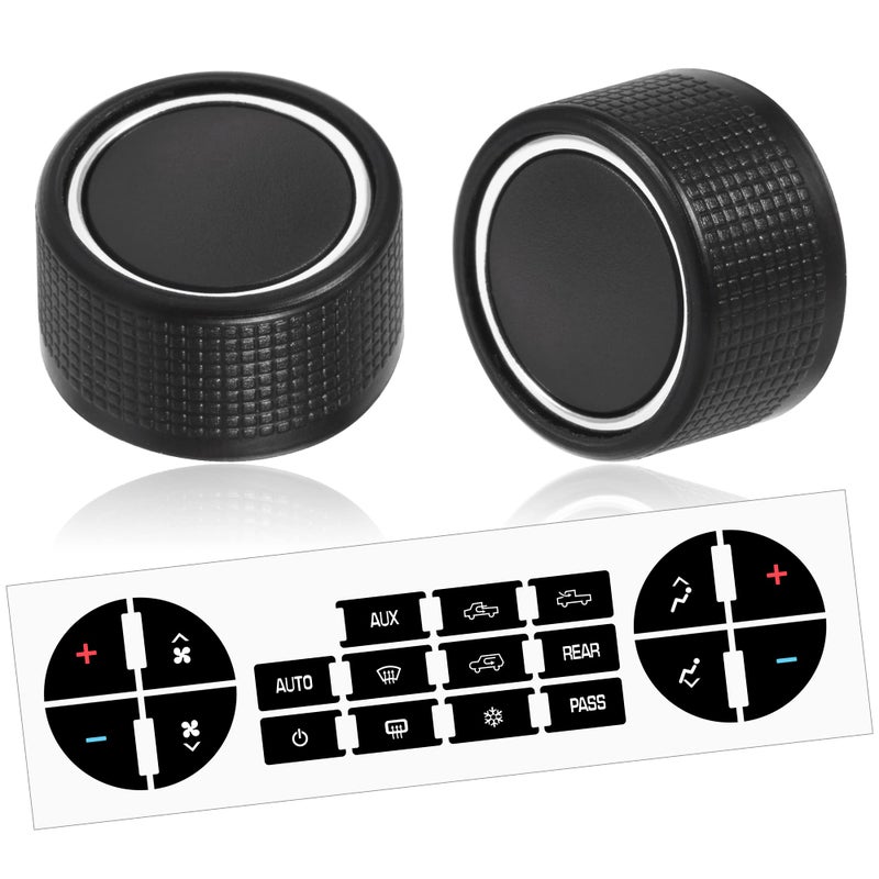 2PC Rear Radio Volume Control Knob with AC Dash Button Stickers Repair Kit for Select GM Vehicles Compatible with 0714 Chevy GMC Buick Cadillac Acadia SierraReplacement GM 22912547