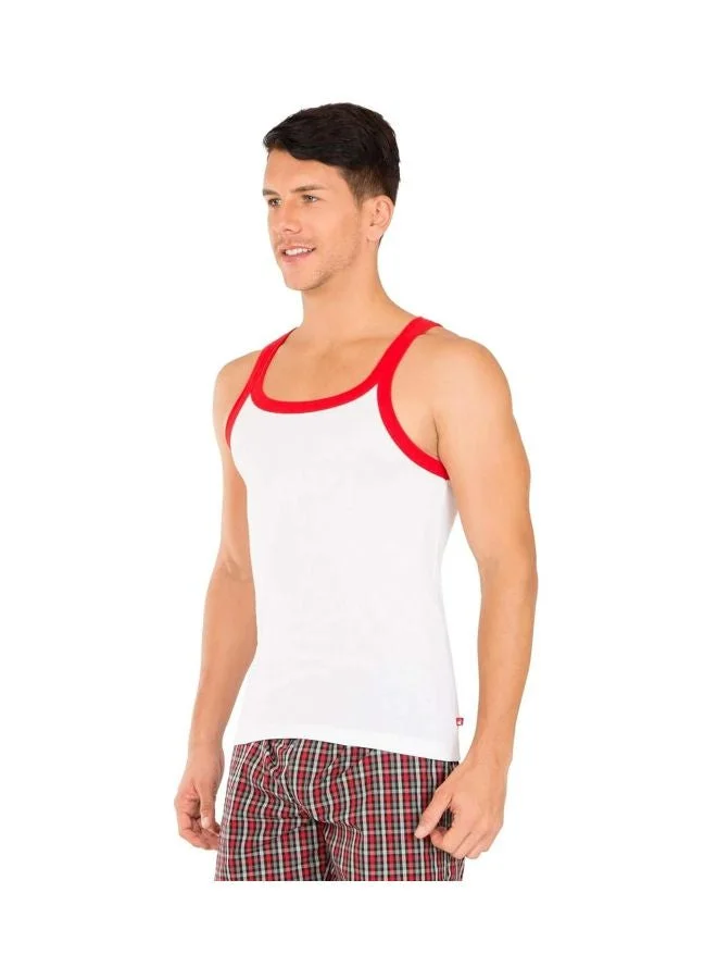 Jockey White US27 Men Super Combed Cotton Rib Square Neckline Gym Vest for Men | Best Price UAE