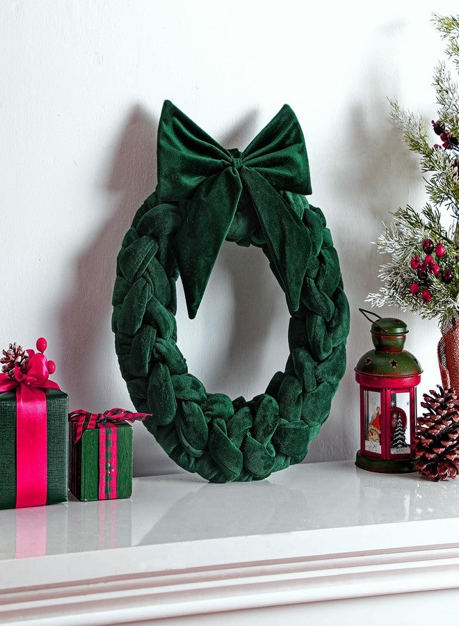 Barydat إكليل عيد الميلاد المخملي من باريدات، مقاس 14 بوصة، مناسب للباب الأمامي، مزين بفيونكة، مثالي لتزيين طاولة الحفلات، المدافئ، جدران الشرفة، وديكور المنزل في رأس السنة. - Image 4