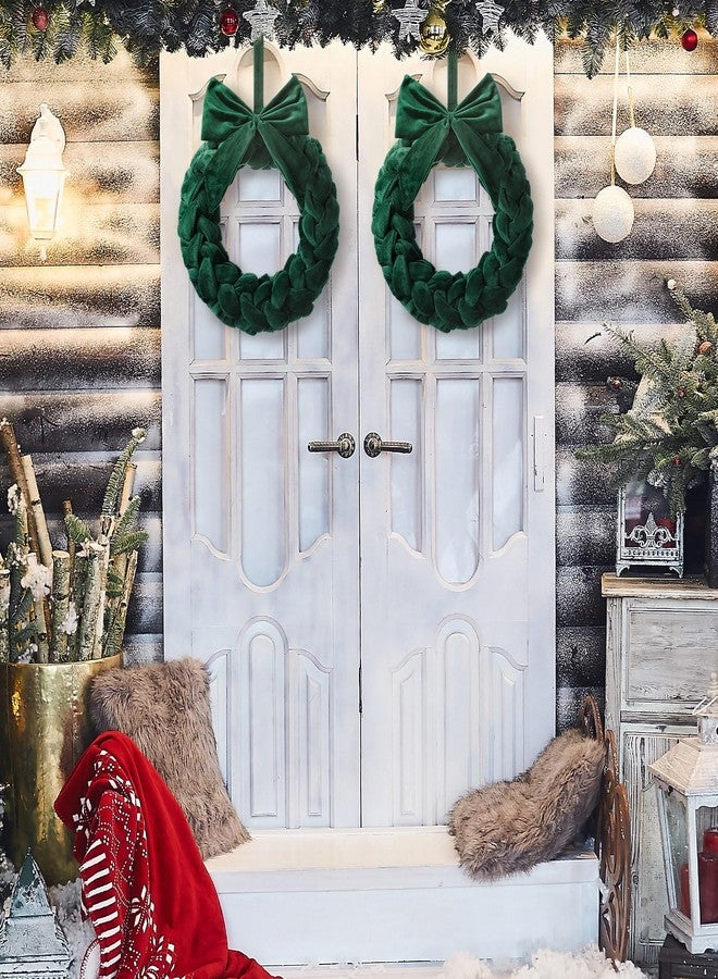 Barydat إكليل عيد الميلاد المخملي من باريدات، مقاس 14 بوصة، مناسب للباب الأمامي، مزين بفيونكة، مثالي لتزيين طاولة الحفلات، المدافئ، جدران الشرفة، وديكور المنزل في رأس السنة. - Image 3