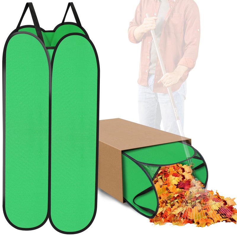 Phoncoo 2 Pack Leaf Bag Holder, Pop Up Leaf Bag Chute for Easy Leaves Collecting, Reusable Lawn Bags Holder Funnel for Paper Yard Waste Bags - Image 1