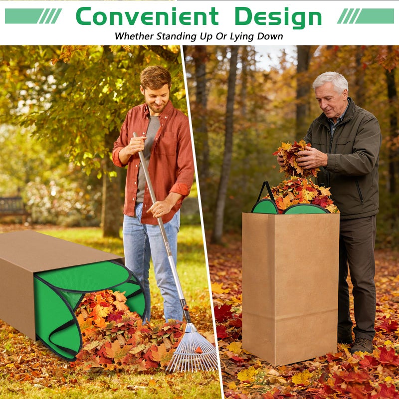 Phoncoo 2 Pack Leaf Bag Holder, Pop Up Leaf Bag Chute for Easy Leaves Collecting, Reusable Lawn Bags Holder Funnel for Paper Yard Waste Bags - Image 3