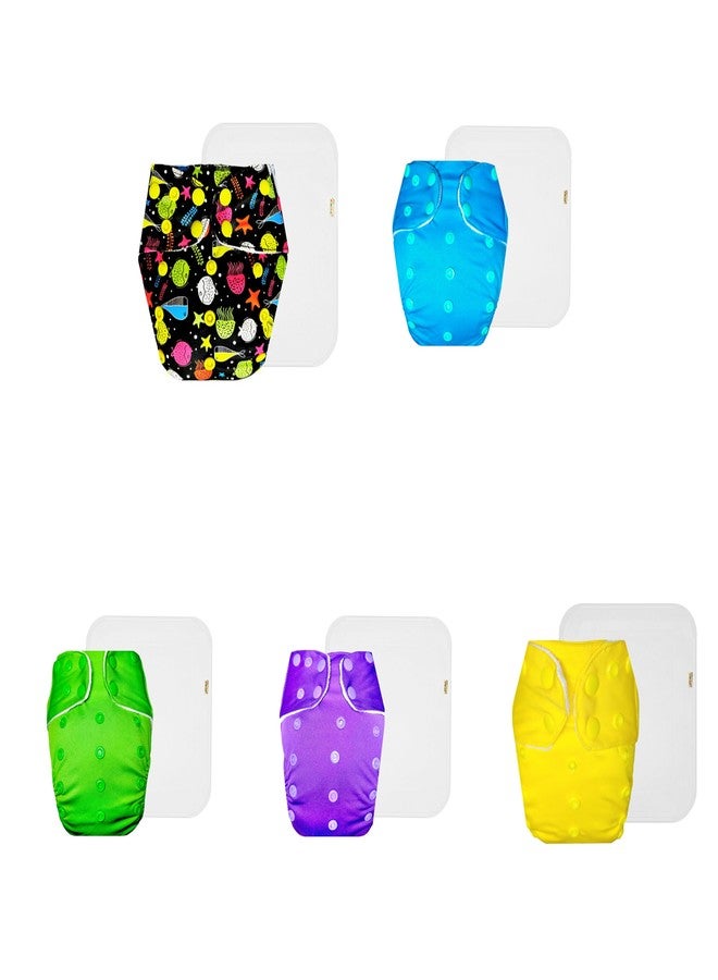 حفاضات قماشية فاخرة من دمبلدو مع حشوة قطنية (عبوة من 5) | ملائمة تمامًا | قابلة لإعادة الاستخدام والغسل | سهلة التنظيف | تغيير حفاضات بدون قلق | من 3 أشهر إلى 3 سنوات | للجنسين - Image 1