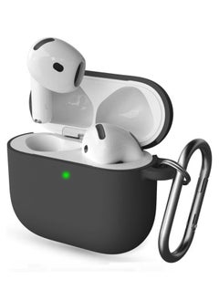 Compatible AirPods 4 Case Cover – Protective Silicone Skin with Keychain for Apple AirPods 4th Gen (2024), Front LED Visible, Black