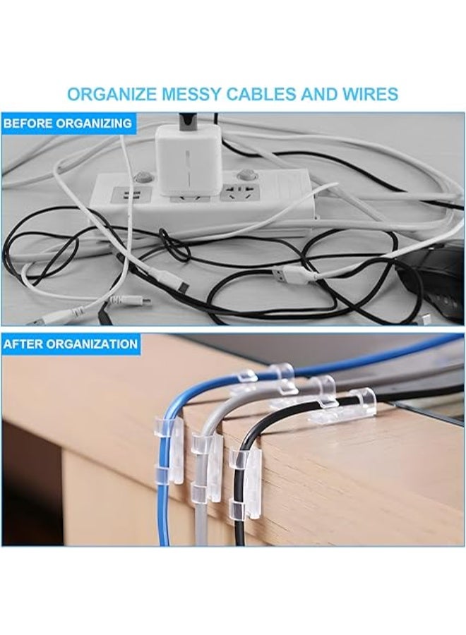 20PCS Adhesive Cable Clips：Cord Management Cable Clips Cord Clips Wire Holders for Cords Cable Holder Clip Cable Management Clips for Home and Office Cable Clips Clear UonBexj - Image 2