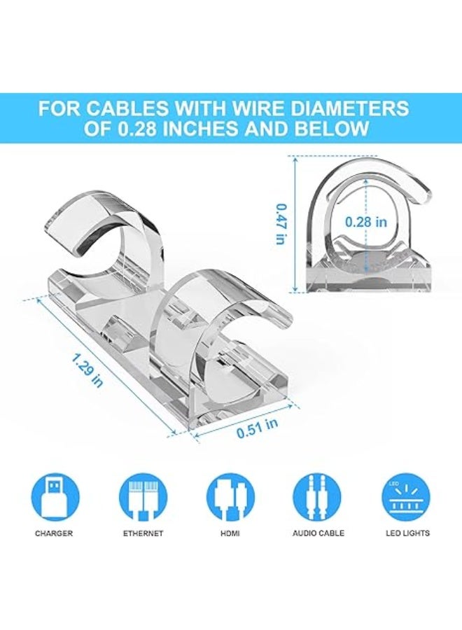 20PCS Adhesive Cable Clips：Cord Management Cable Clips Cord Clips Wire Holders for Cords Cable Holder Clip Cable Management Clips for Home and Office Cable Clips Clear UonBexj - Image 5