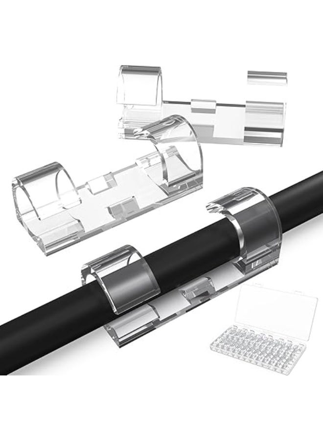 20PCS Adhesive Cable Clips：Cord Management Cable Clips Cord Clips Wire Holders for Cords Cable Holder Clip Cable Management Clips for Home and Office Cable Clips Clear UonBexj - Image 1