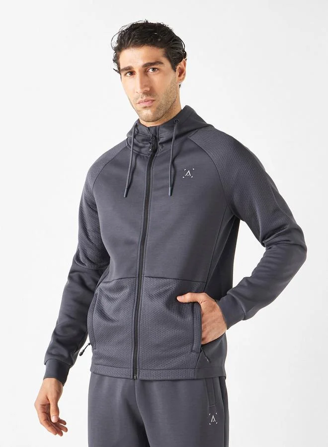 Solid Hooded Jacket with Pockets and Zip Closure