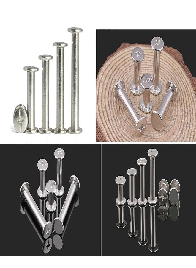 LBY 120pcs Phillips Chicago Screws, M5 x 20/25/30/35/40mm Binding Screw Posts, Binding Barrels and Screws Assortment Kit, with Extention Posts (20pcs), Nickel-Plated (Silvery) - Image 4
