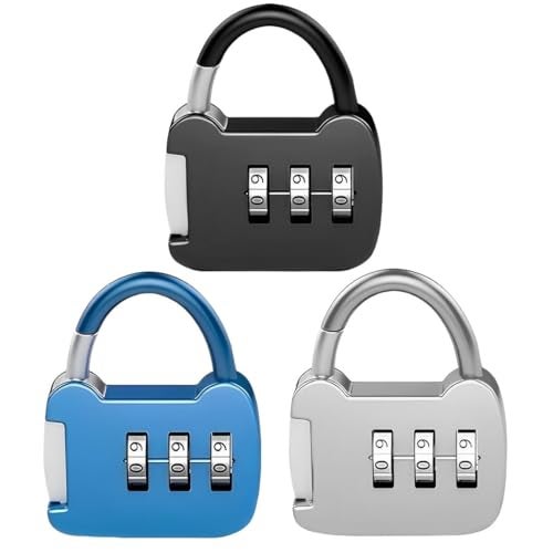 NUDFSY 3 Pcs Number Lock, Small Combination Padlock 3 Digit TSA Locks For Luggage, Gym Lock Locker For Door Travel Suitcases Small Lock Case Pantries Cabinets,Multicolour - Image 1