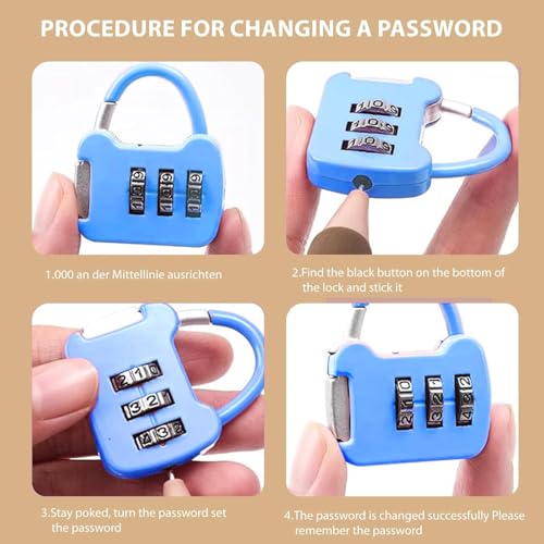NUDFSY 3 Pcs Number Lock, Small Combination Padlock 3 Digit TSA Locks For Luggage, Gym Lock Locker For Door Travel Suitcases Small Lock Case Pantries Cabinets,Multicolour - Image 3