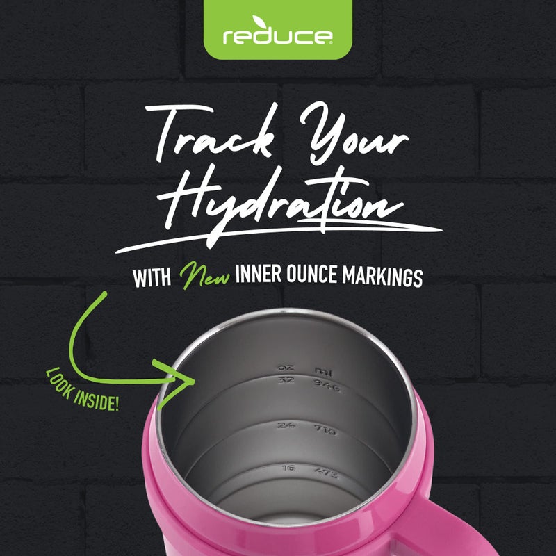 REDUCE 40 oz Stainless Steel Tumbler with Handle - Dual-Wall Vacuum Insulated Travel Mug  Sweat-Proof Lid & Reusable Straw - Keeps Drinks Cold for 24 Hrs  Fits Cupholders  Dishwasher Safe - Sangria - Image 4