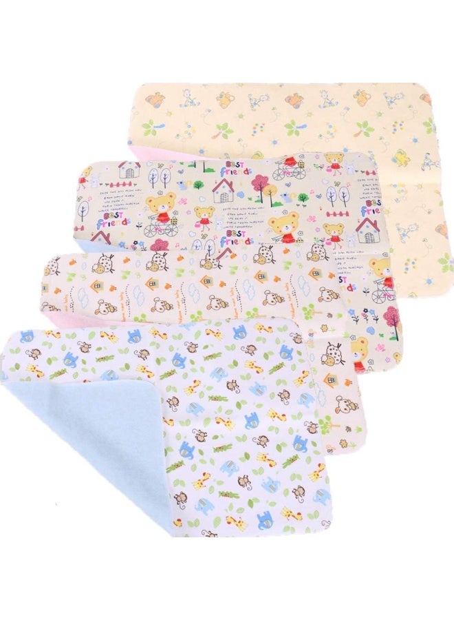Monvecle 4pcs Pack Baby Infant Cotton Waterproof Changing Pads Washable Resuable Diapers Liners Mats Small 18"x12" - Image 1