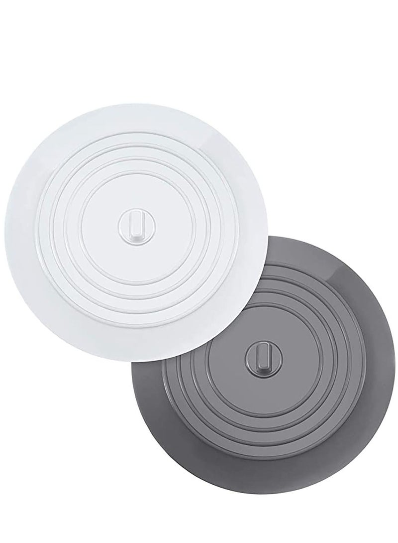 6 Inches Silicone Tub Stopper Drain Stopper, Bath Plug White for Kitchens, Bathrooms and Laundries - Image 1