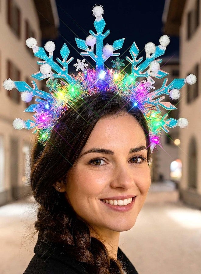 Fstrend LED Snowflake Light Up Headband for Christmas, Illuminated Hair Accessory, Adjustable Xmas Party Headpiece for Women - Image 4