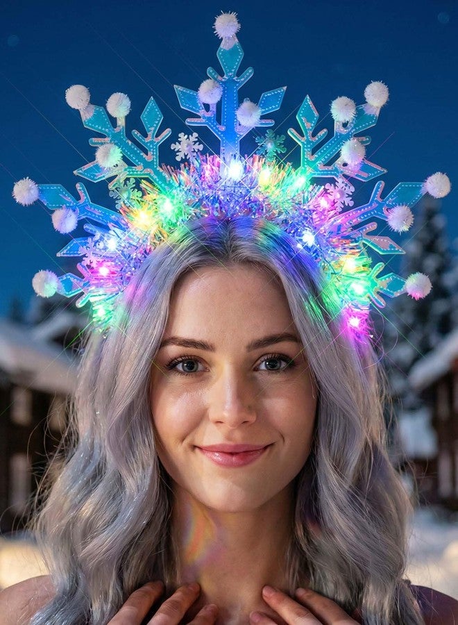 Fstrend LED Snowflake Light Up Headband for Christmas, Illuminated Hair Accessory, Adjustable Xmas Party Headpiece for Women - Image 3