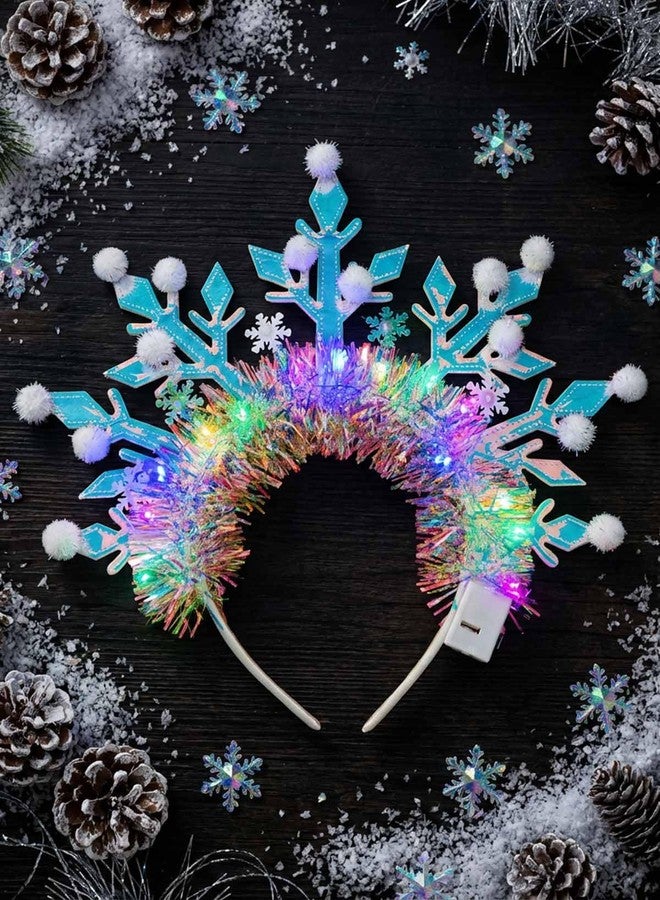 Fstrend LED Snowflake Light Up Headband for Christmas, Illuminated Hair Accessory, Adjustable Xmas Party Headpiece for Women - Image 2