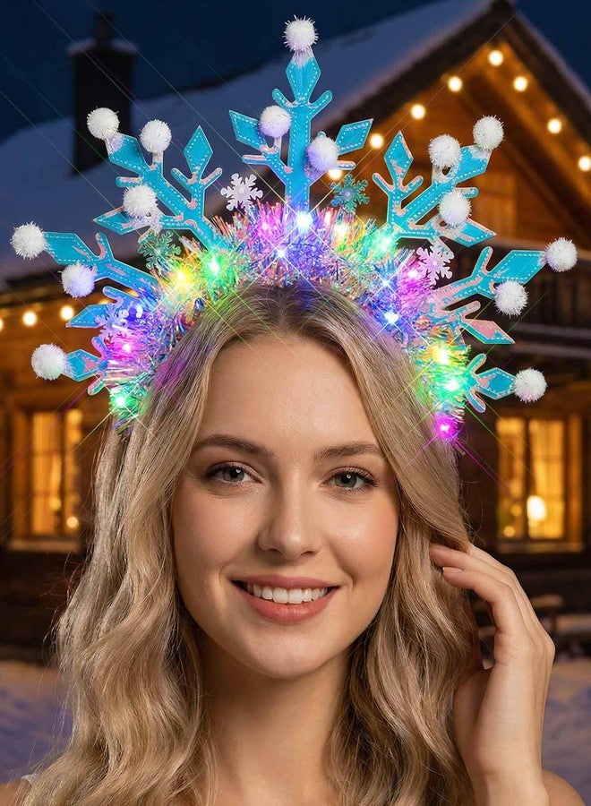 Fstrend LED Snowflake Light Up Headband for Christmas, Illuminated Hair Accessory, Adjustable Xmas Party Headpiece for Women - Image 5