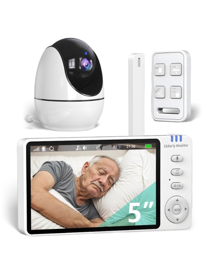 XiuWoo Elderly Monitors with Camera and Audio, Two-Way Talk Medicine feeding reminder, with SOS/Roll Over /Toilet /Drink Water/Temperature Alert , Night Vision, VOX, 8 Lullabies, Ideal for Elderly, Senior, Patient, Disabled - Image 1