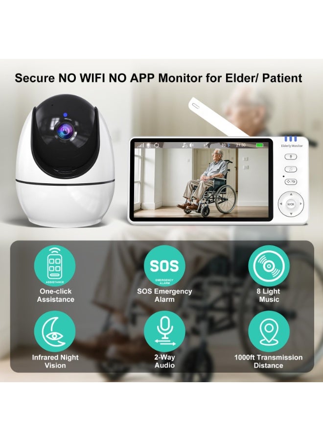 XiuWoo Elderly Monitors with Camera and Audio, Two-Way Talk Medicine feeding reminder, with SOS/Roll Over /Toilet /Drink Water/Temperature Alert , Night Vision, VOX, 8 Lullabies, Ideal for Elderly, Senior, Patient, Disabled - Image 4