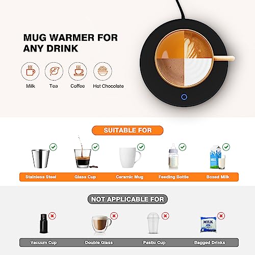 Lesipee Mug Warmer, Coffee Cup Warmer for Desk with Auto Shut Off, Candle Warmer, Electric Beverage Warmer Plate for Tea, Cocoa & Coffee, 2 Temperature Settings, for Dad Office Home - Image 3