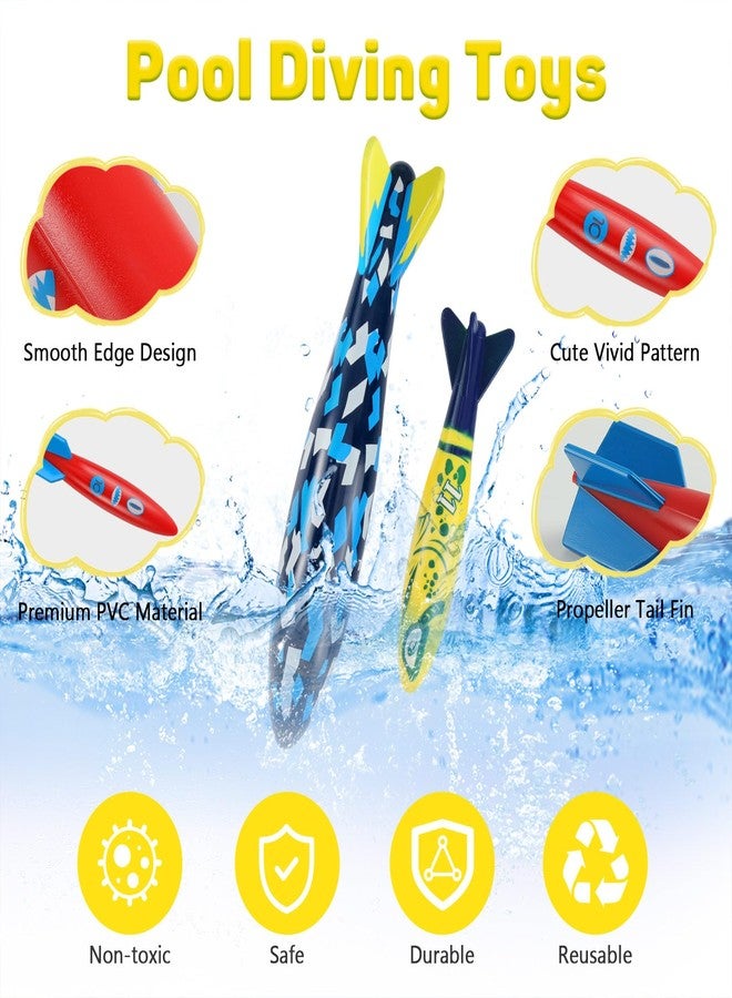 MoKo Pool Torpedo Toys Diving Set,2pc Large & 8pc Small Gliding Diving Torpedo Rockets Toys for Kids & Adults,Fast-Sinking Pool Torpedos for Swim Training, Underwater Games & Water Play for Grils Boys - Image 4
