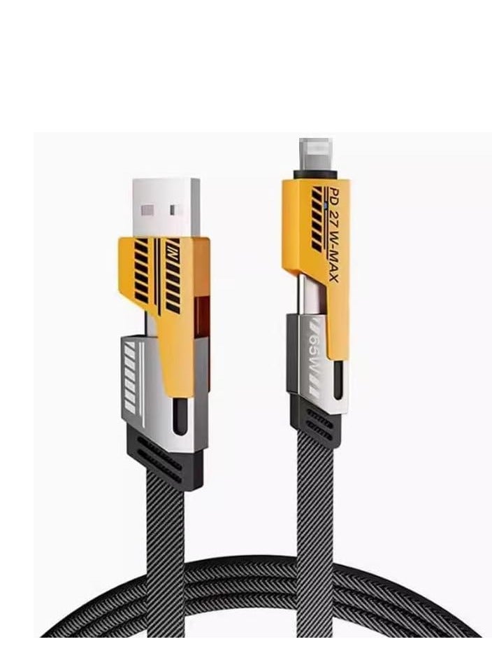 Multi USB Charging Cable 4-in-1 Universal Fast Charging Cable with USB A/USB C to 65 W Type C Ports Cable Compatible with iPhone Android Samsung Galaxy - Image 1