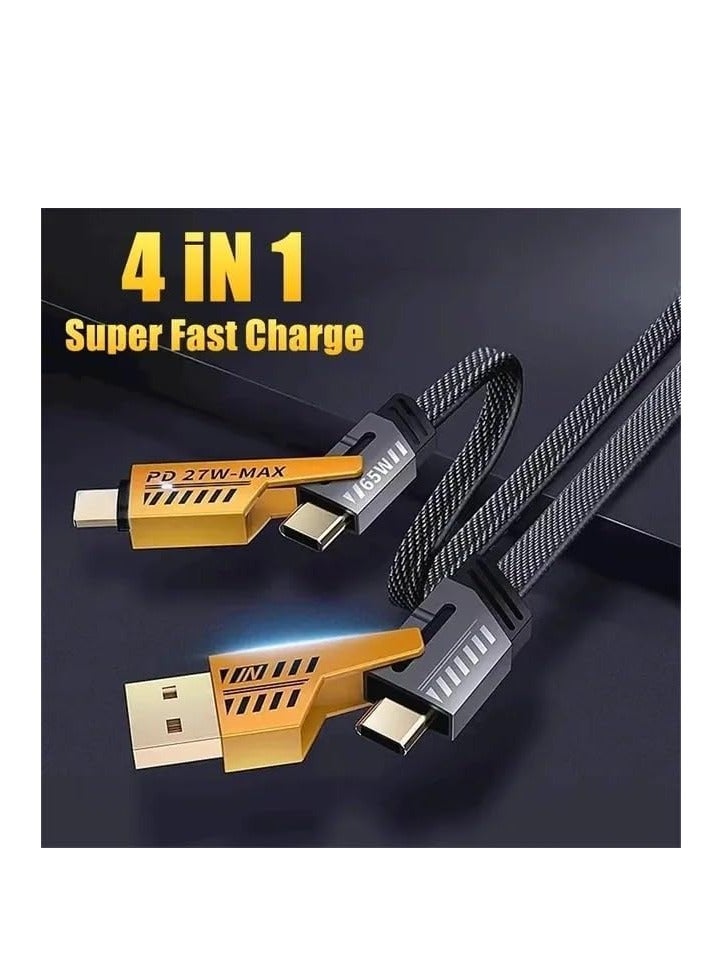 Multi USB Charging Cable 4-in-1 Universal Fast Charging Cable with USB A/USB C to 65 W Type C Ports Cable Compatible with iPhone Android Samsung Galaxy - Image 2