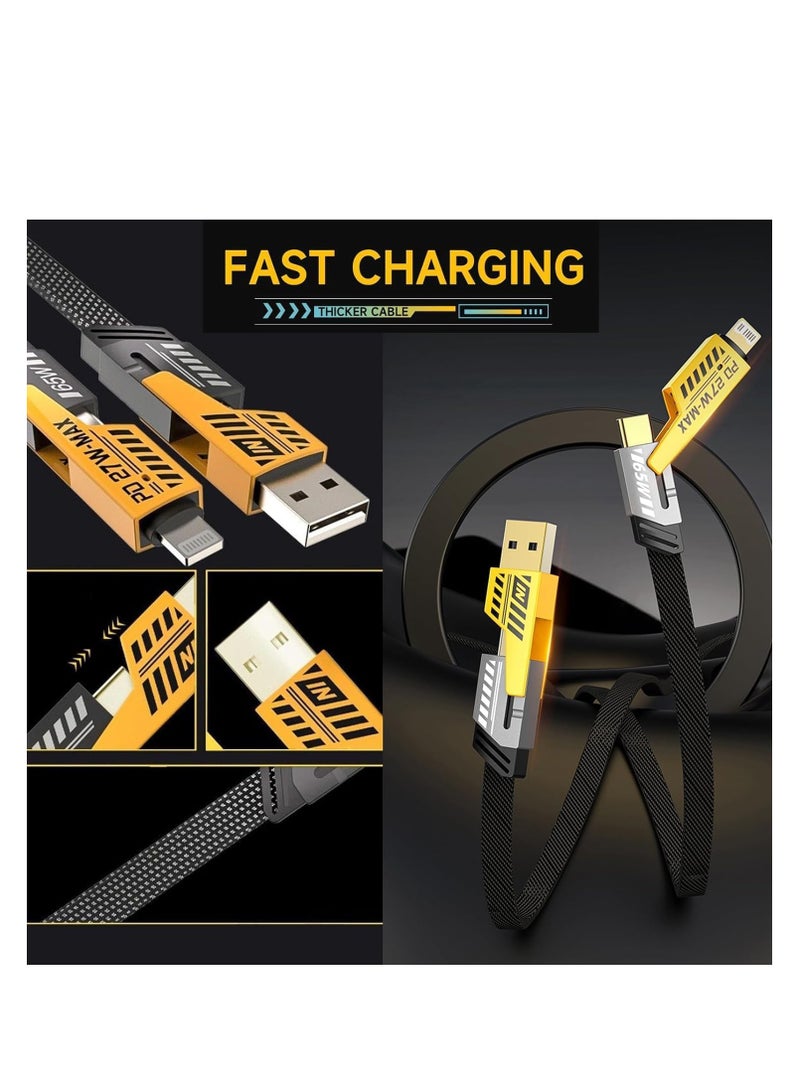 Multi USB Charging Cable 4-in-1 Universal Fast Charging Cable with USB A/USB C to 65 W Type C Ports Cable Compatible with iPhone Android Samsung Galaxy - Image 3