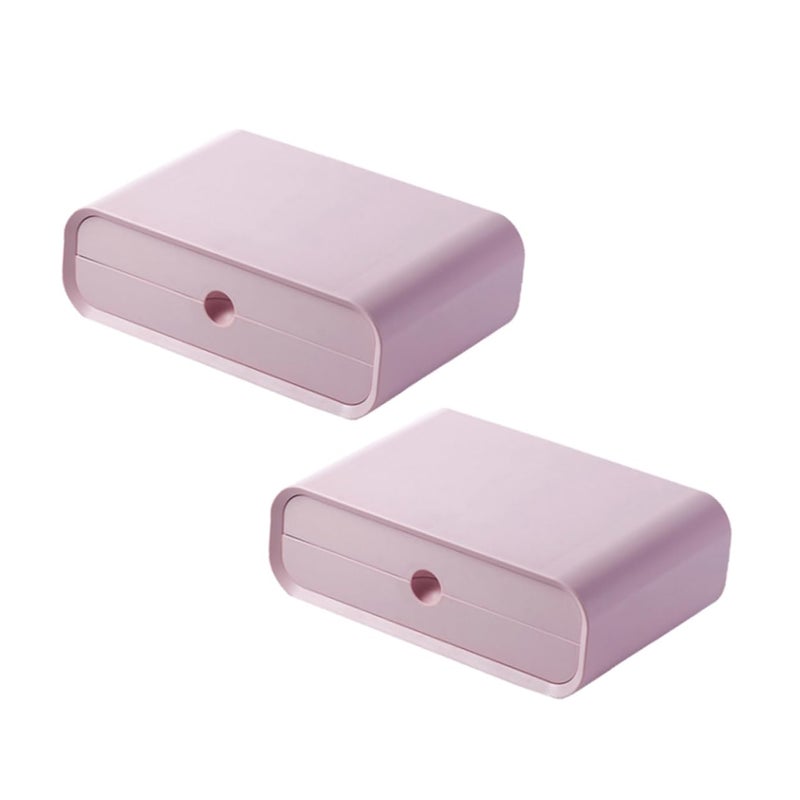 Pink ABS Monitor Riser Shelf with Drawer Desktop Organizer for Office Stationery Makeup - Image 5
