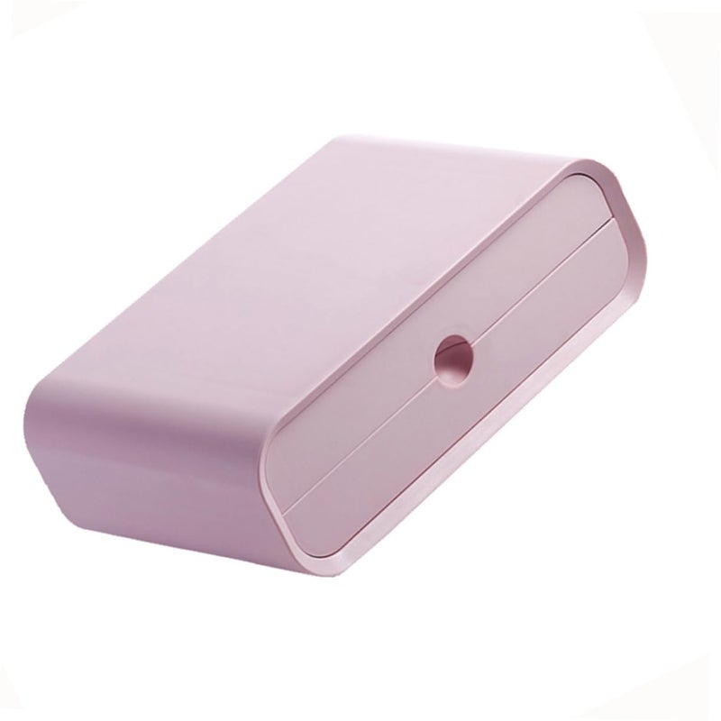 Pink ABS Monitor Riser Shelf with Drawer Desktop Organizer for Office Stationery Makeup - Image 2