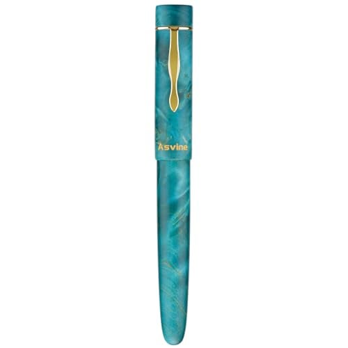 Asvine Stabilized Wood Fountain Pen C2000 Number 8 Medium Nib Large Handcraft Unique Pattern Pen with Converter Pen Box Collection Set Oasis - Image 3