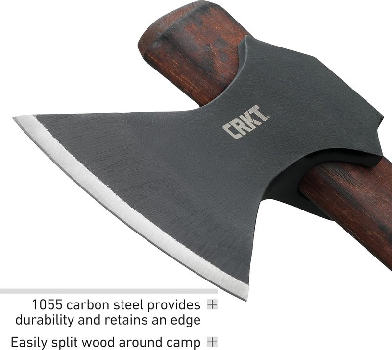 CRKT Freya Axe: Two Handed Outdoor Axe, Forged 1055 Carbon Steel Blade, Hickory Handle 2749 - Image 4