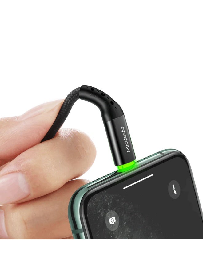 USB to Lightning Cable  CA-741 with PD Fast Charging up to 36W, Auto-Off Feature with Smart Recharging Every 2 Hours, Premium Zinc Alloy Design and Braided Nylon Wire, Safe 3A Charging and LED Indicator, 1.2m and 1.8m Length for Fast and Durable Data Transfer
