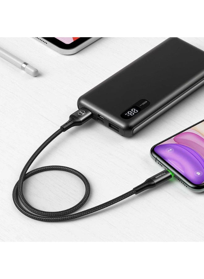 USB to Lightning Cable  CA-741 with PD Fast Charging up to 36W, Auto-Off Feature with Smart Recharging Every 2 Hours, Premium Zinc Alloy Design and Braided Nylon Wire, Safe 3A Charging and LED Indicator, 1.2m and 1.8m Length for Fast and Durable Data Transfer