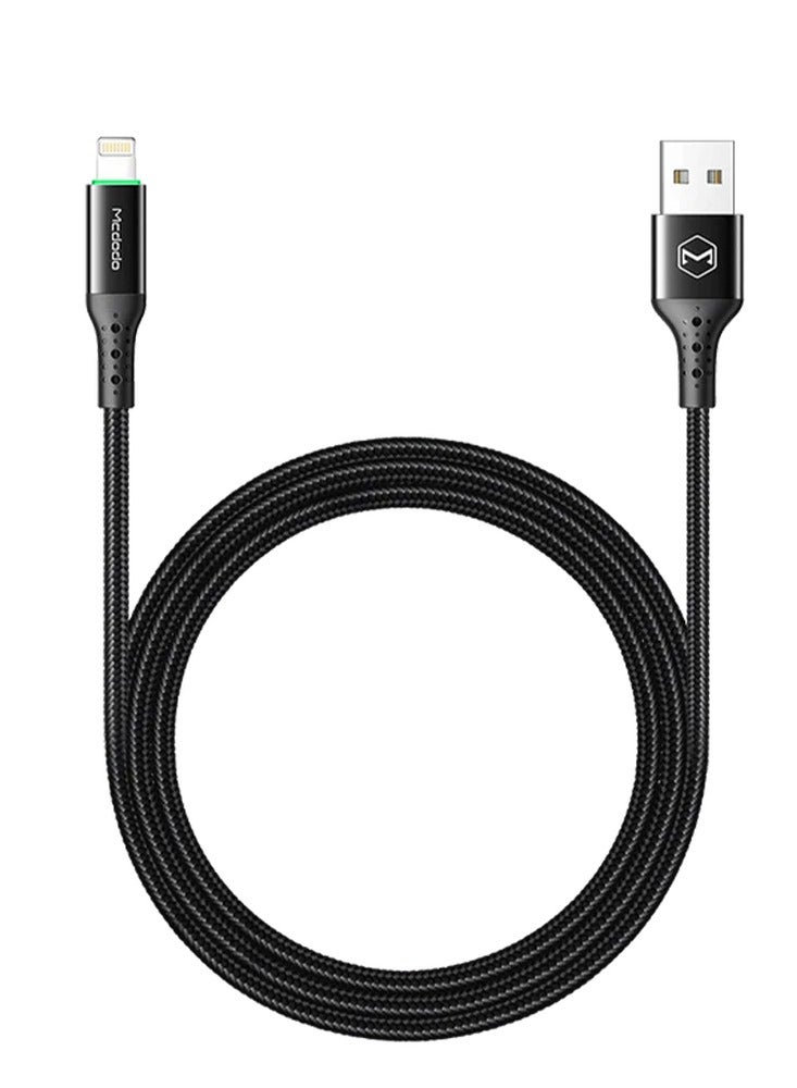USB to Lightning Cable  CA-741 with PD Fast Charging up to 36W, Auto-Off Feature with Smart Recharging Every 2 Hours, Premium Zinc Alloy Design and Braided Nylon Wire, Safe 3A Charging and LED Indicator, 1.2m and 1.8m Length for Fast and Durable Data Transfer