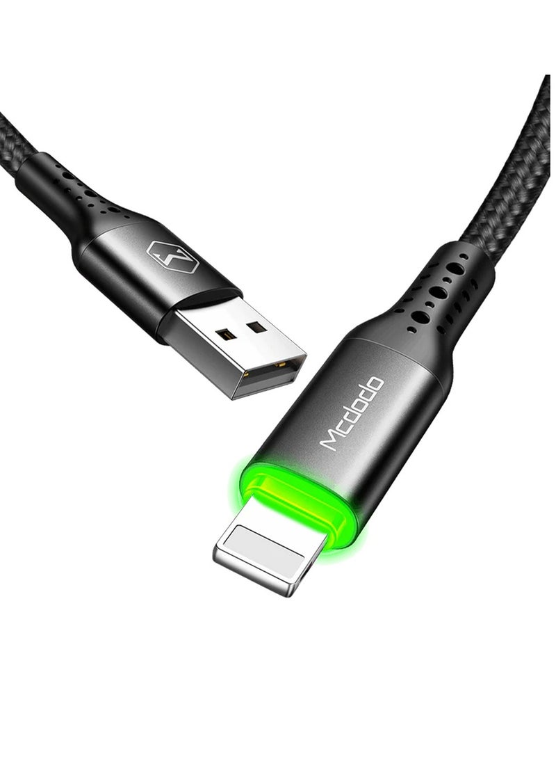 USB to Lightning Cable  CA-741 with PD Fast Charging up to 36W, Auto-Off Feature with Smart Recharging Every 2 Hours, Premium Zinc Alloy Design and Braided Nylon Wire, Safe 3A Charging and LED Indicator, 1.2m and 1.8m Length for Fast and Durable Data Transfer