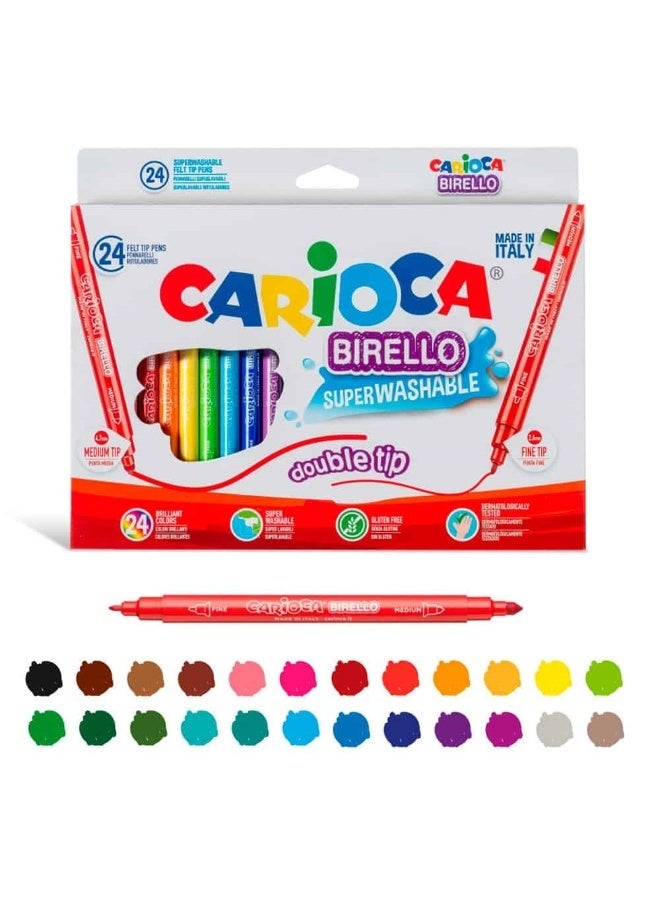 carioca Birello Double Tip Coloring Pens – 24 Colors - Image 1