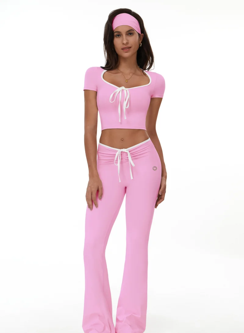 Womens Square Neckline Short Sleeves Fitted Crop Top