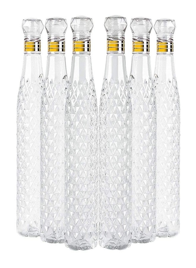 ABTER Plastic Water Bottle Set with Diamond Pattern, Crystal Diamond Cap, 1000ml Each, 6 Pack, Leak Proof, BPA Free, Airtight Lid for Office, Sports, School, Gym, Yoga - Image 1