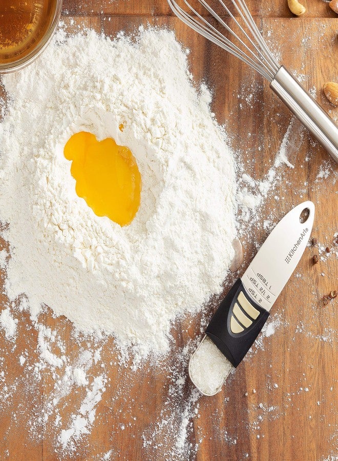 كيتشين أرت ملعقة قياس من سلسلة KitchenArt الاحترافية، لون شامبانيا ساتان، قابلة للتعديل من نصف ملعقة صغيرة إلى ملعقة كبيرة، أبيض وأسود - Image 2