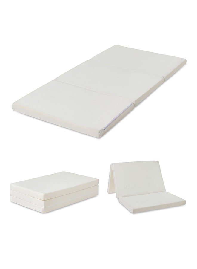 Emirates Living Tri-Fold Mattress - Folding Foam Mattress 180 x 90 x 7 cm, Polythene Foam Density 20kg Medium Firm, Knitted Premium Fabric White 230-300 gsm (180L x 90W x 7H cm)  - Image 1
