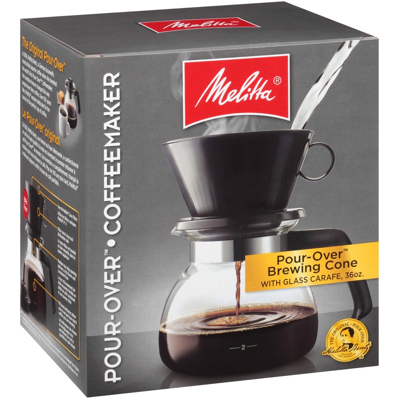 Melitta صانعة قهوة ميلتا بالتنقيط مع إبريق زجاجي، تستوعب 6 أكواب سعة 6 أونصات، باللون الأسود - Image 1