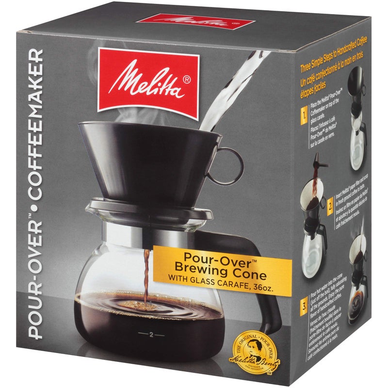 Melitta صانعة قهوة ميلتا بالتنقيط مع إبريق زجاجي، تستوعب 6 أكواب سعة 6 أونصات، باللون الأسود - Image 3