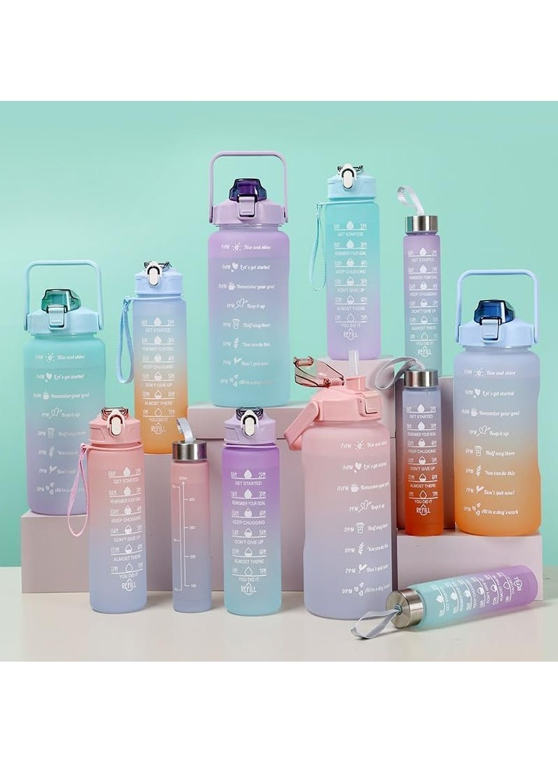 MODERN HOME - 3Pcs Sports Water Bottle With Straw 2L 900ml And 500ml Made of high quality plastic Drinking BPA Free Non Toxic With Sports Drinks Time Markings Motivational Fitness - Image 1