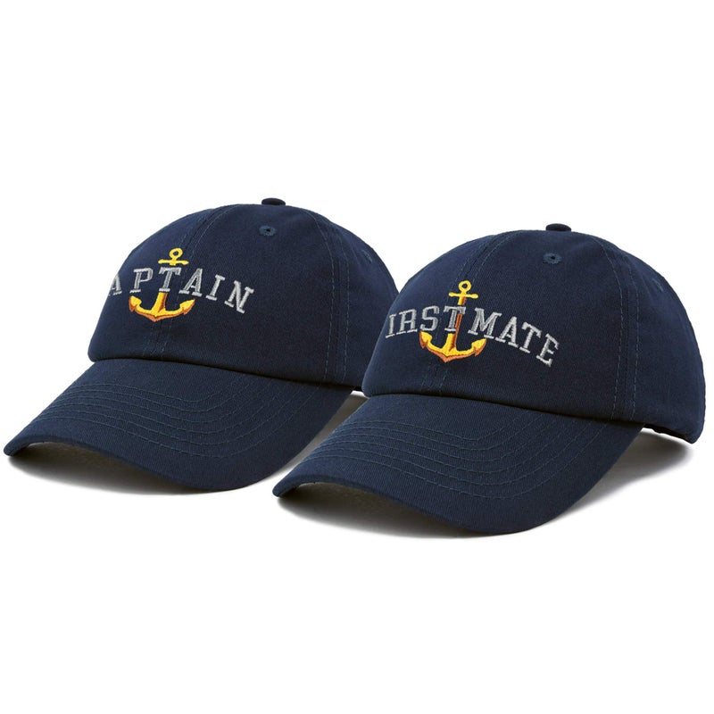 DALIX Matching Captain and First Mate Hat Set Embroidered Ball Cap Navy Blue - Image 4