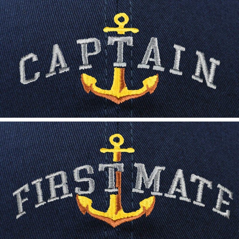 DALIX Matching Captain and First Mate Hat Set Embroidered Ball Cap Navy Blue - Image 2