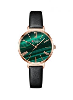 Women's 9076 Elegant Waterproof Geniune Leather Band Quartz Watch - 32 mm - Black