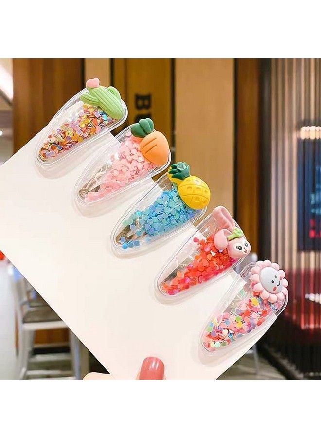 SUKPSY 10 Pcs Glitter Hair Clips For Girls Animal Fruit Flower Sparkle Transparent Hairpins Snap Barrettes Hair Accessories For Children - Image 3