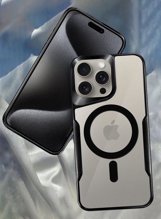 CATANES iPhone 15 Pro Max Case Magnetic Phone Case Slim Shockproof Cover New Design Electroplated Case Cover Black - Image 1